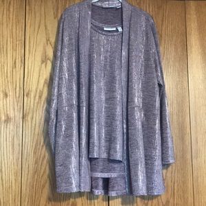 Susan Graver Foil Print Cardigan and Tank Set